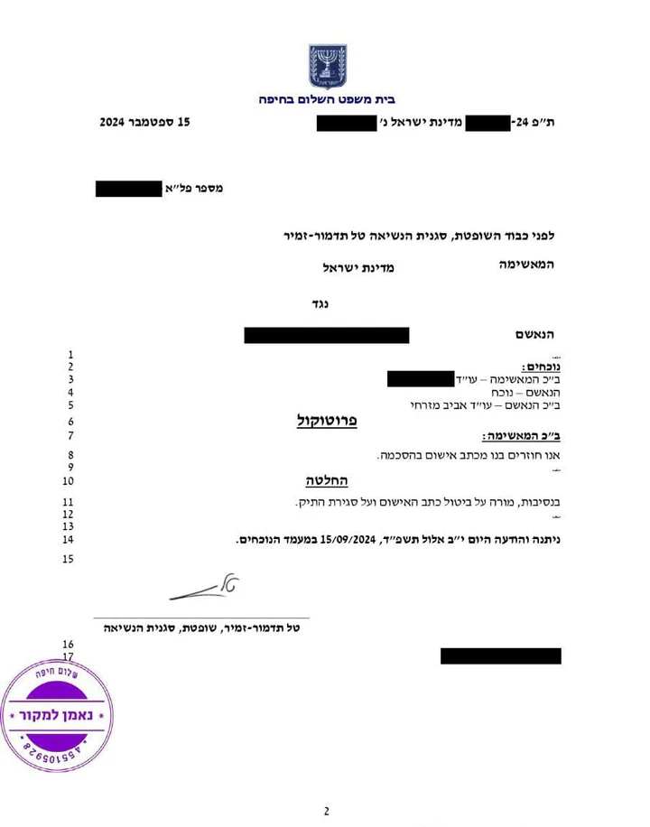 חזרה מכתב אישום על ידי התביעה ללא הרשעה וללא ענישה