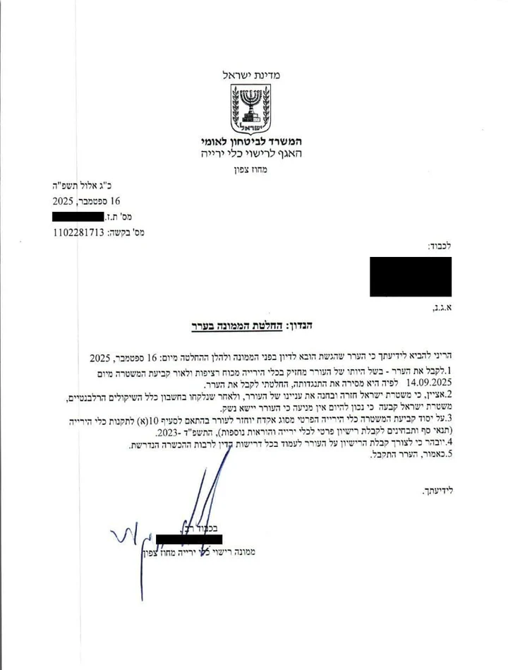 המשרד לביטחון פנים ביטל רישיון נשק בעקבות פתיחת תיק משטרה אך הערעור שעורך דין אביב מזרחי הגיש התקבל ורישיון הנשק הוחזר ללקוח