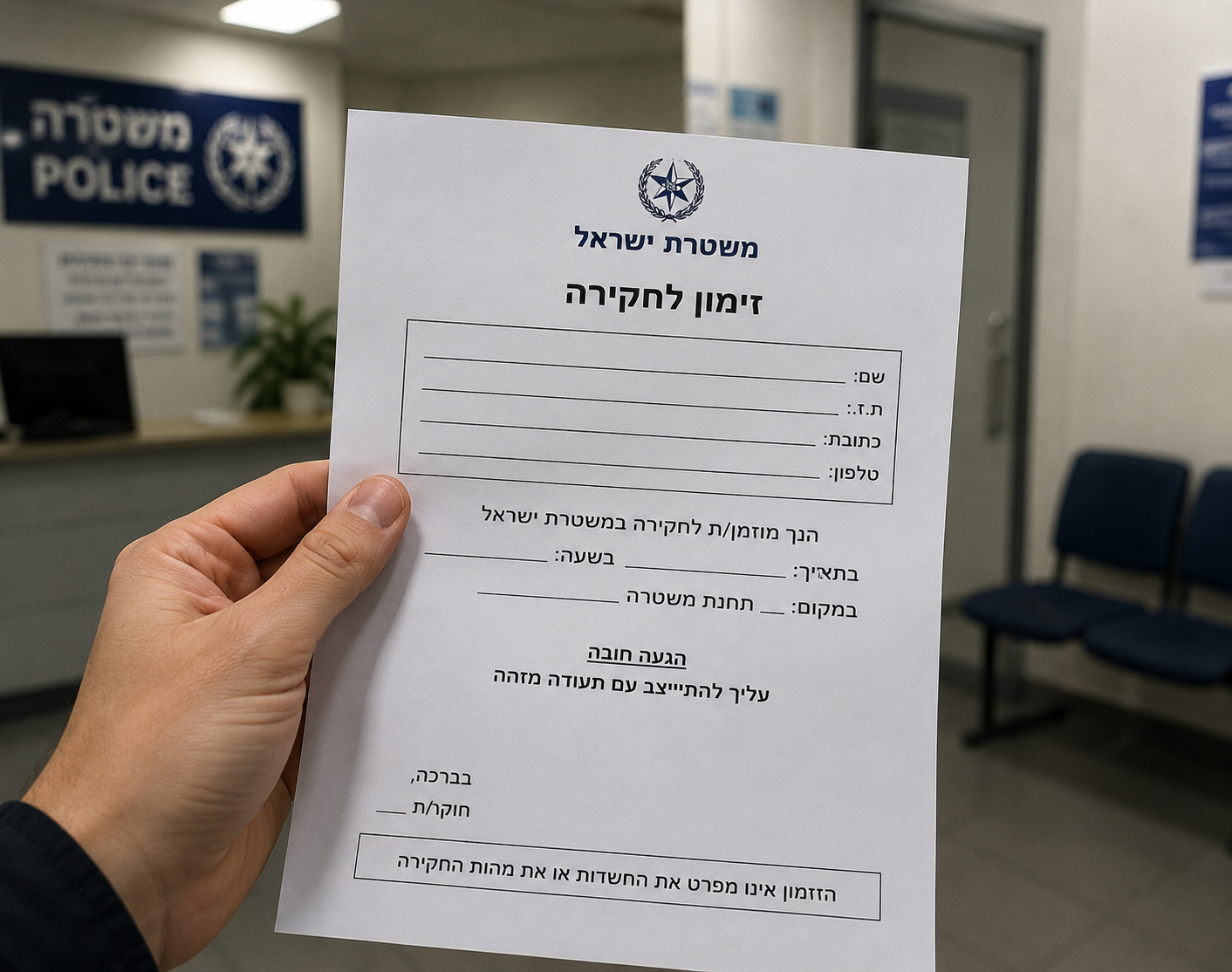 זימון לחקירה בלי פירוט